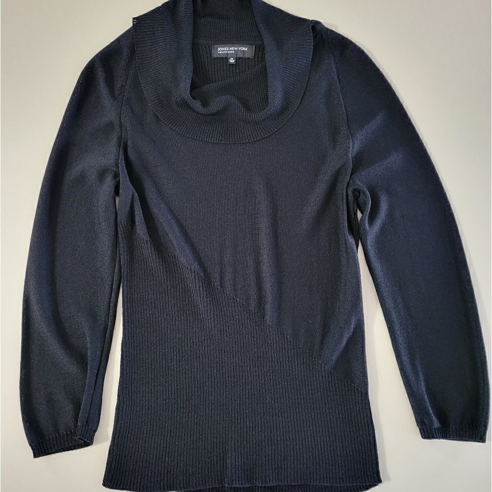 Jones New York Women's Black Cowl Neck Sweater